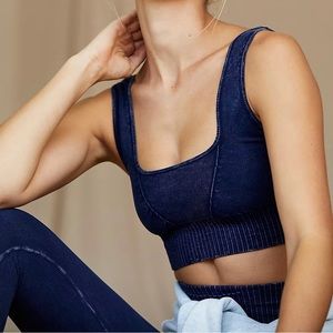 Free People Deepest Navy Good Karma Square-Neck Sports Bra
